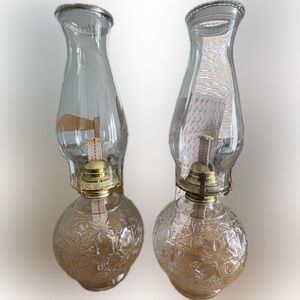 Princess House Glass Oil Lamps with Gold Accents